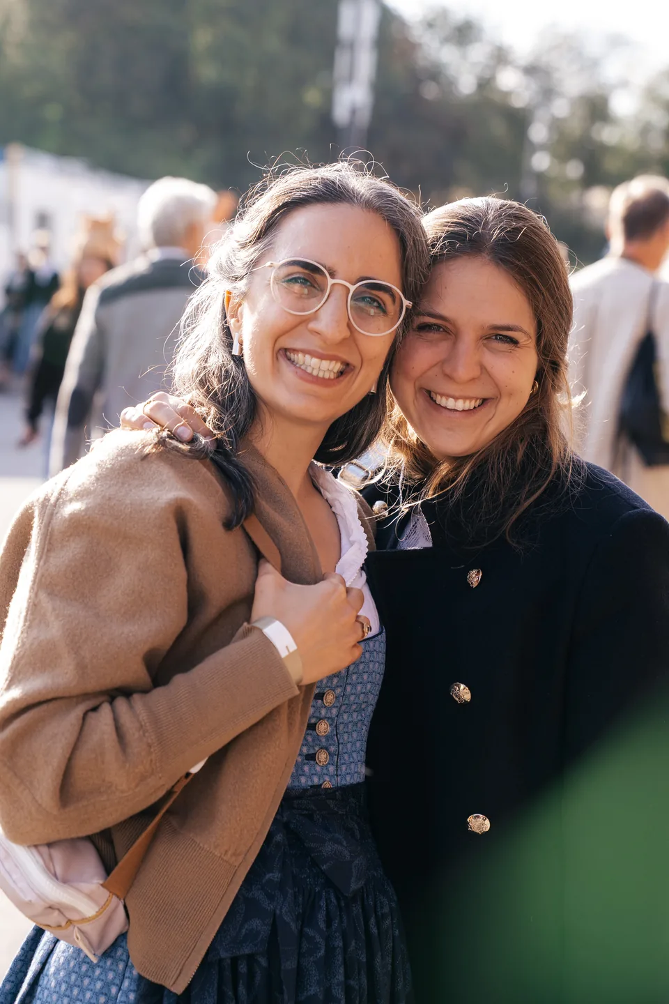 Two guests smiling together outside at Tech for Climate 2026